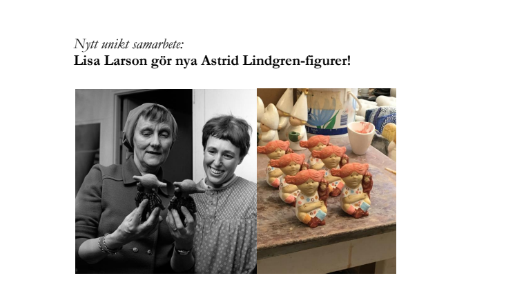 Nytt unikt samarbete: Lisa Larson gör nya Astrid Lindgren-figurer!