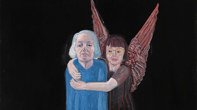 Lena Cronqvist, Skyddsängeln, 2010. Olja och tempera på duk, 165 x 135 cm. Foto: Ove Kvavik/Munchmuseet. Bild beskuren.