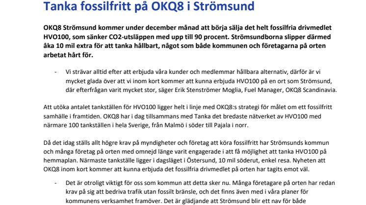 Tanka fossilfritt på OKQ8 i Strömsund