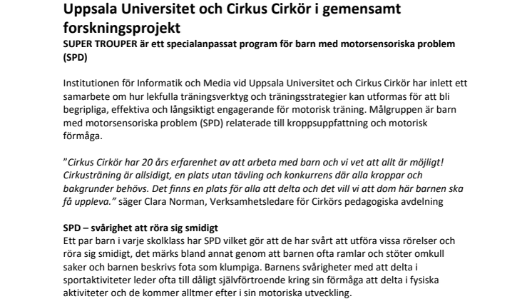Uppsala Universitet och Cirkus Cirkör i gemensamt forskningsprojekt