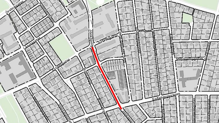 Från och med 6 april till början av maj är det avstängt för biltrafik i korsningen Jönköpingsgatan/Sofiebergsvägen, samt norrut fram till Ystadsgatan.