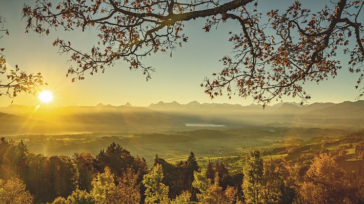 Sicht auf die Berner Alpen und den Thunersee im Herbst © Schweiz Tourismus Fotograf Jan Geerk