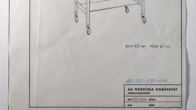 NK skiss rullvagn Triva-familjen Nordiska museet