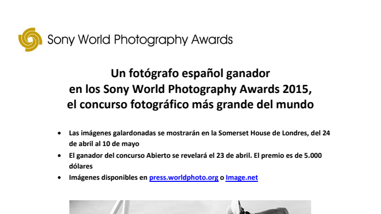 Un fotógrafo español ganador  en los Sony World Photography Awards 2015,  el concurso fotográfico más grande del mundo