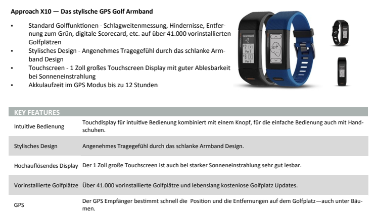 Datenblatt Garmin Approach X10