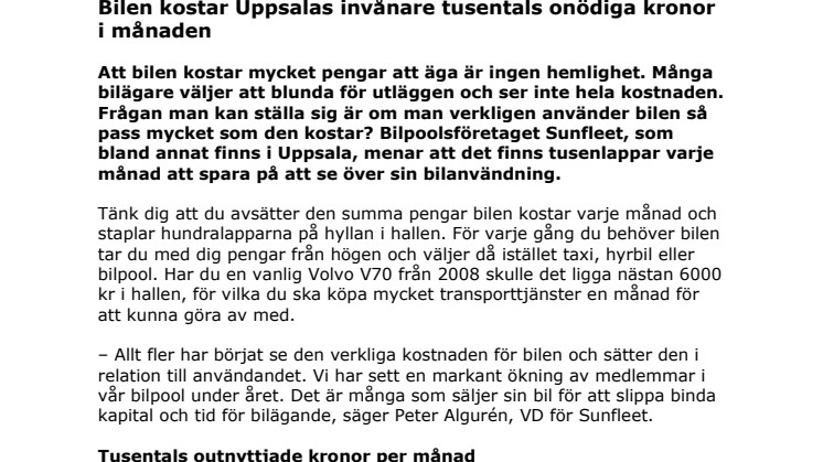 Bilen kostar Uppsalas invånare tusentals onödiga kronor i månaden