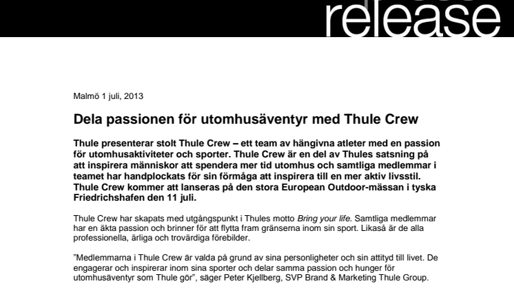 Dela passionen för utomhusäventyr med Thule Crew