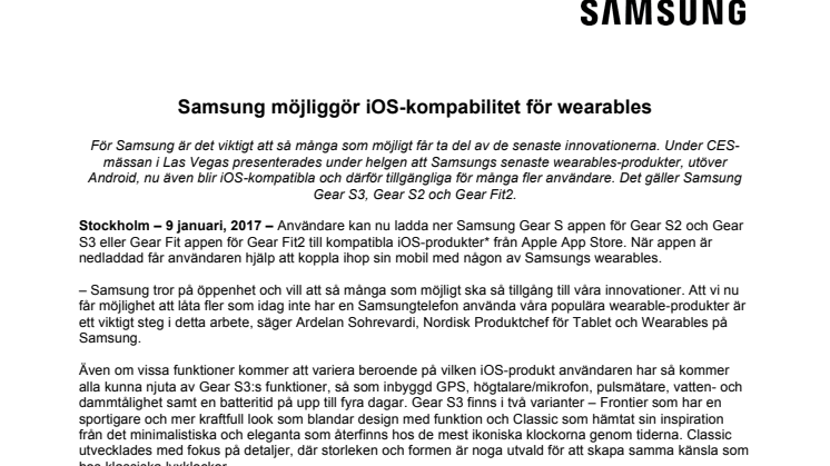 Samsung möjliggör iOS-kompabilitet för wearables