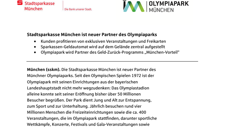 Pressemeldung Sponsoring Olympiapark