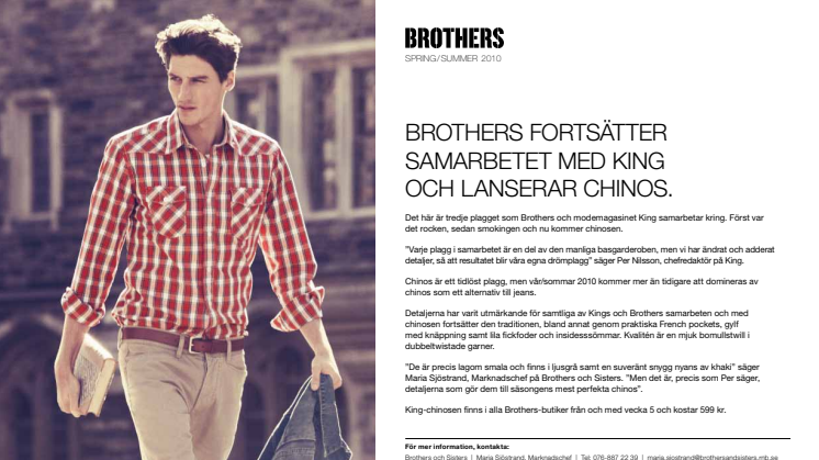 BROTHERS FORTSÄTTER SAMARBETET MED KING OCH LANSERAR CHINOS.