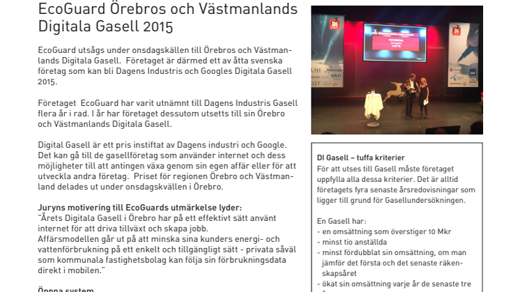 EcoGuard - Örebros och Västmanlands Digitala Gasell 2015