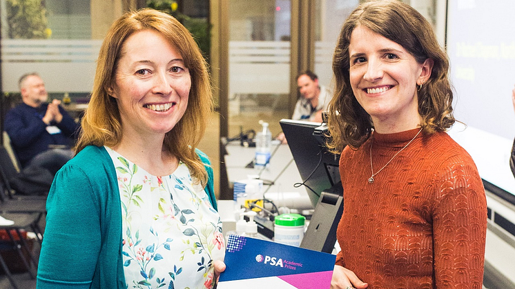 Left to right - Dr Rachael Chapman was presented with the Vicky Randall Prize by Professor Randall's daughter, Louisa Long.