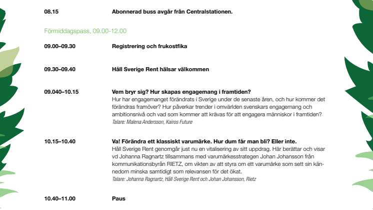 Program Håll Sverige Rent-konferens
