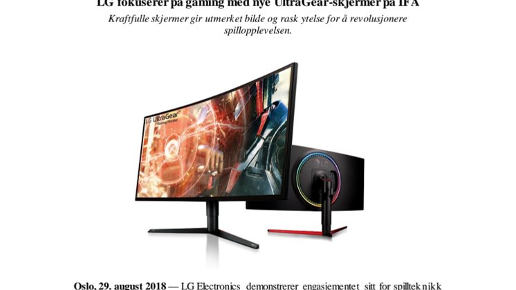 LG fokuserer på gaming med nye UltraGear-skjermer på IFA