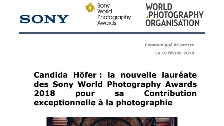 Candida Höfer : la nouvelle lauréate des Sony World Photography Awards 2018 pour sa Contribution exceptionnelle à la photographie