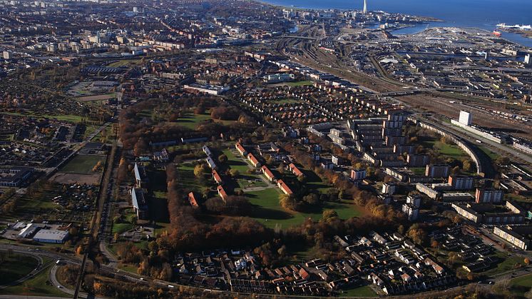 Flygvy över Sege Park i Malmö