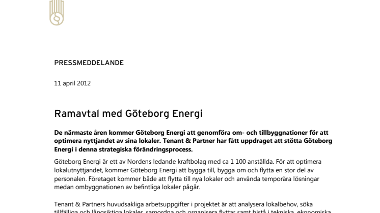 Ramavtal med Göteborg Energi