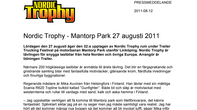 Nordic Trophy - Mantorp Park 27 augusti 2011