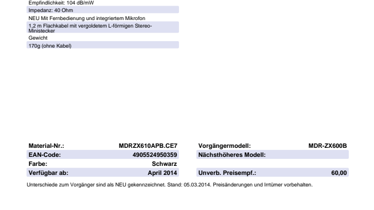 Datenblatt_MDR-ZX610APB von Sony