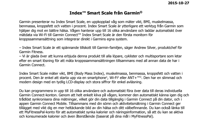 Index™ Smart Scale från Garmin® 