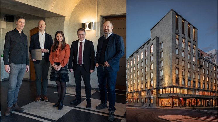 Stein Stoknes (Futurebuilt), Cato Dehli Lauritzen (Höegh Eiendom), Jennifer Lamson (Höegh Eiendom), Bjørn Arild Gram (kommunal- og distriktsminister), Bjørn , Rasmus Reinvang (byrådssekretær for byutvikling)