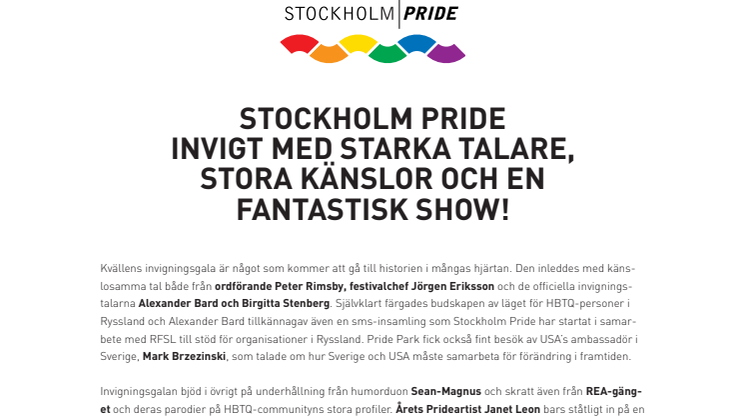 Stockholm Pride invigt med starka talare, stora känslor och en fantastisk show!