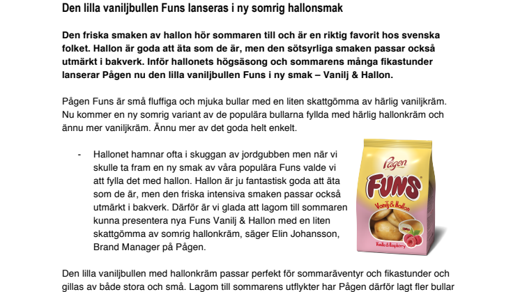 Den lilla vaniljbullen Funs lanseras i ny somrig hallonsmak 