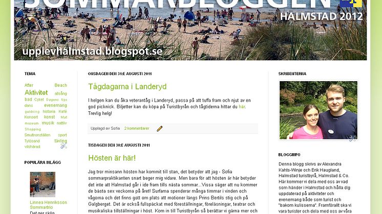 Halmstad Turistbyrå sommarbloggar i år igen