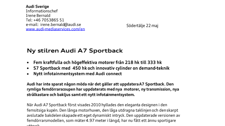 Ny stilren Audi A7 Sportback
