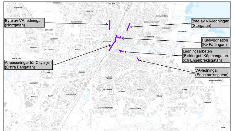 Större gatuarbeten under 2024