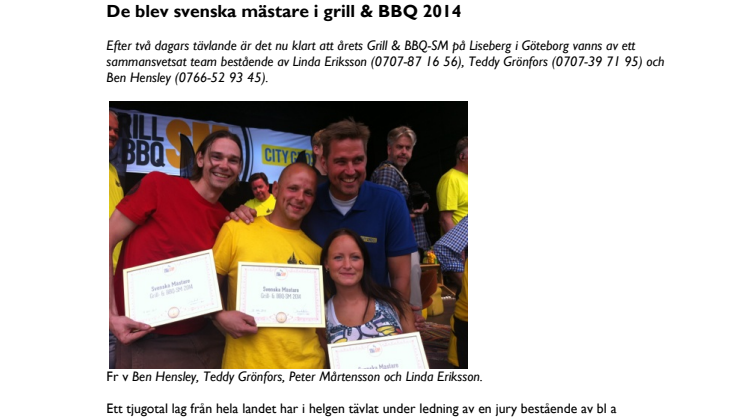 De blev svenska mästare i grill & BBQ 2014