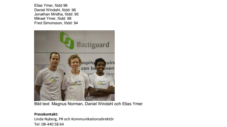Team Bactiguard hälsar Björn Borg Stiftelsen välkommen till Good to Great