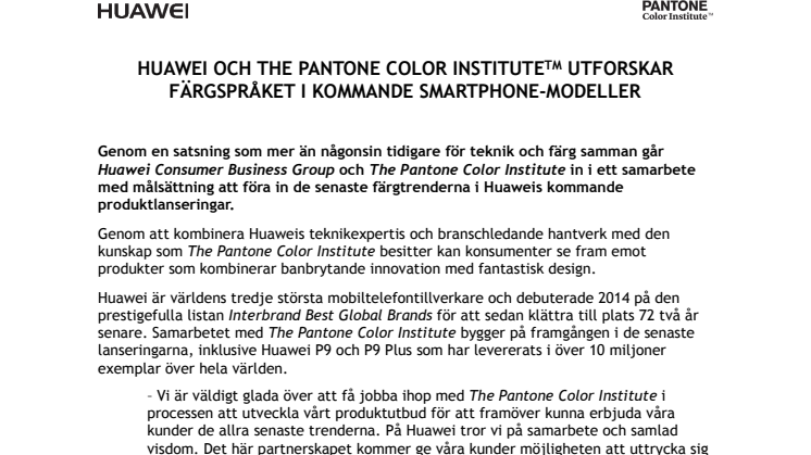 Huawei och The Pantone Color Institute utforskar färgspråket i kommande smartphone-modeller