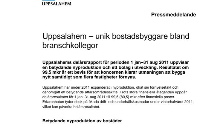 Uppsalahem – unik bostadsbyggare bland branschkollegor