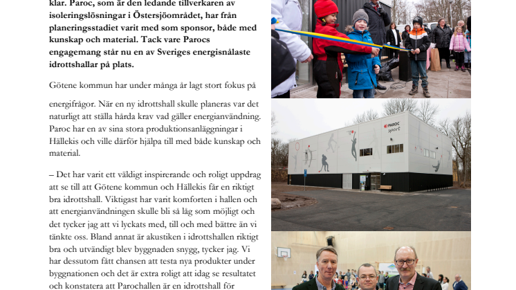 Parochallen i Hällekis är nu invigd – en av Sveriges energisnålaste idrottshallar