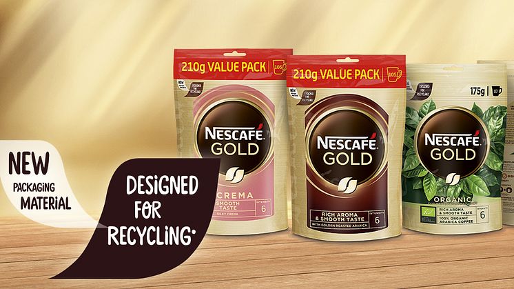 Oppgradering: Den nye refill-forpakningen til Nescafé Gull veier mindre og er enklere å resirkulere. 