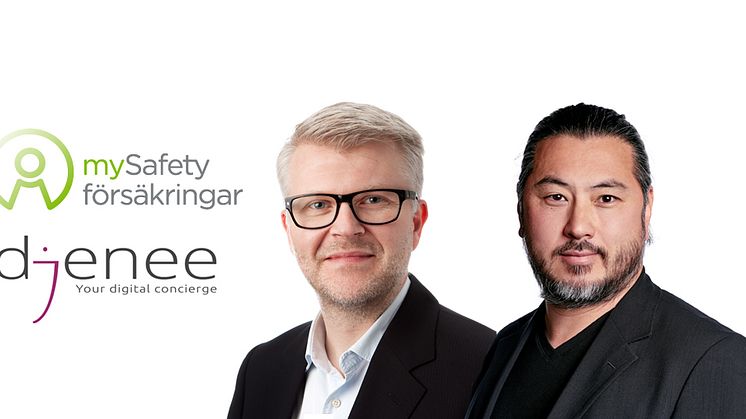 Daniel Elfvendahl, vd på mySafety Försäkringar och Pär Helgosson, vd på Djenee.