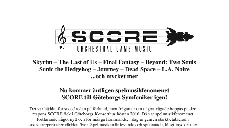 SCORE - dataspelskonsert med Göteborgs Symfoniker!