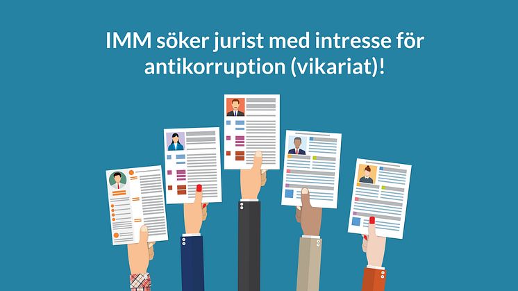 Institutet Mot Mutor (IMM) söker jurist med intresse för antikorruption – vikariat