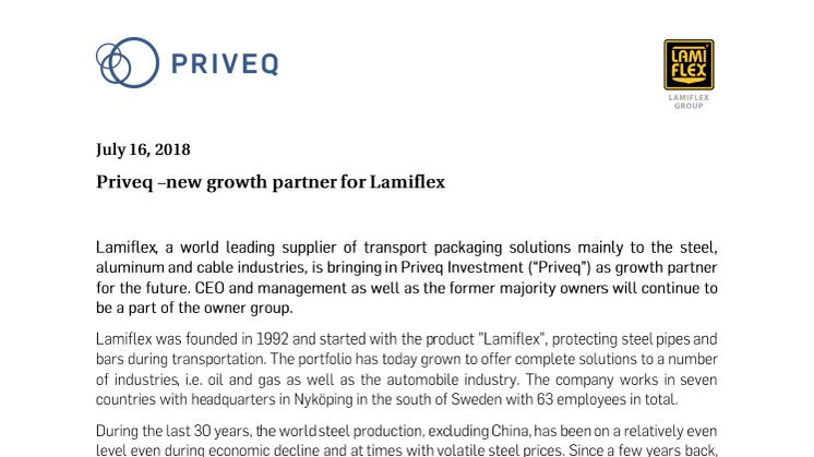 Priveq - a new growth partner for Lamiflex