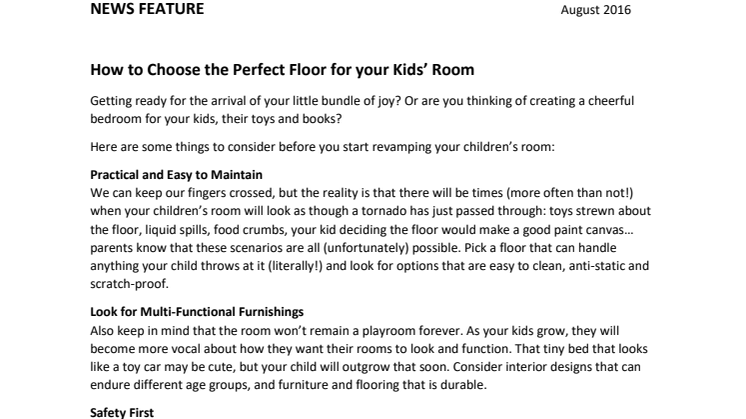 How to Choose the Perfect Floor for your Kids’ Room