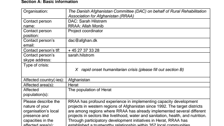20-006-RO DERF Alert Note - COVID19 Herat Afghanistan and Occupied Palestinian Territories