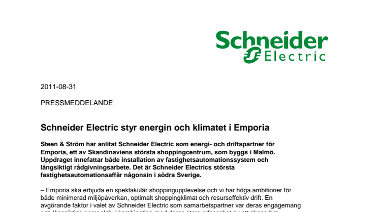 Schneider Electric styr energin och klimatet i Emporia