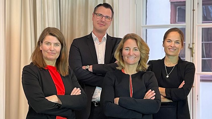 Från vänster: Annette Magnusson, Co-founder på Climate Change Counsel, Johan Tärnstedt, senior affärsstrateg på JP Infonet, Kajsa Palmberg, affärs- och marknadschef på JP Infonet, Anja Ipp, Co-founder på Climate Change Counsel.