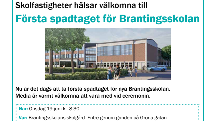 Pressinbjudan: Första spadtaget för nya Brantingsskolan