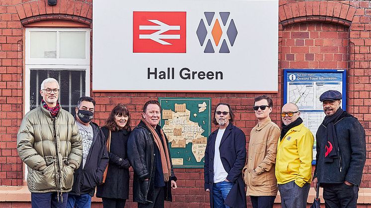 Members of UB40 with invited guests at Hall Green station in Birmingham