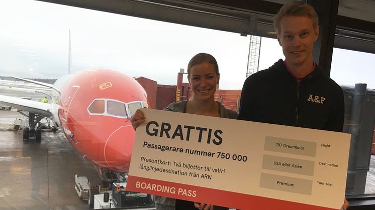 750 000 passagerare har flugit med Norwegians långlinjer på Stockholm Arlanda
