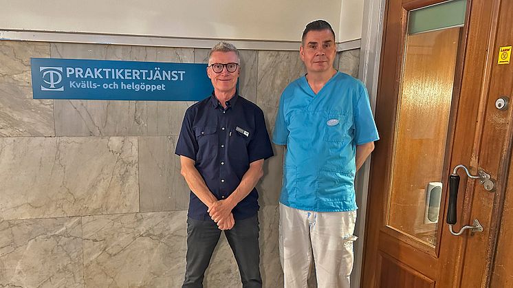 Jonas Mattsson och Mikael Lundborg, verksamhetschefer på Kattegattkliniken respektive Viktoriakliniken i Halmstad.