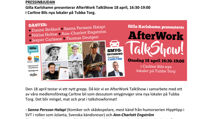 Gilla Karlshamn presenterar AfterWork TalkShow 