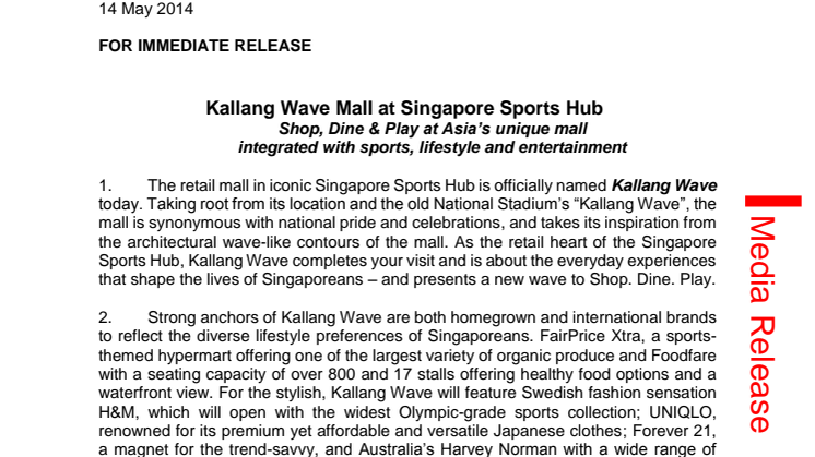 Kallang Wave Mall at Singapore Sports Hub 